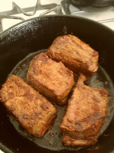 Short Ribs Browned In Iron Skillet